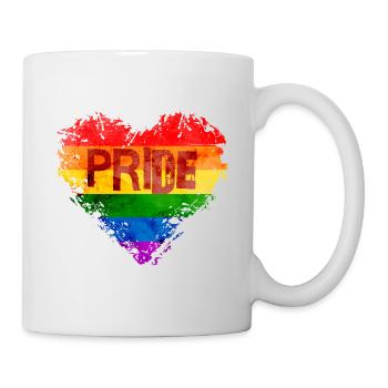 Rainbow Heart Pride LGBTQ Colorful Love Gay - Mug - white - Right