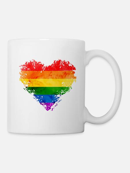 LGBTQ Rainbow Heart Colorful Love Pride Gay - Mug - white