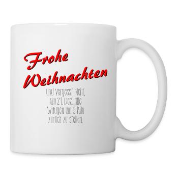 Frohe Weihnachten, die Waage um 5 Kg verstellen - Tasse - Weiß - Rechts