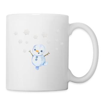 Bonhomme de neige avec des flocons de neige - Mug blanc - blanc - Droite