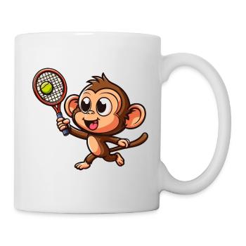 Affen im Tennis- und Badminton-Duell - Lustiger - Tasse - Weiß - Rechts