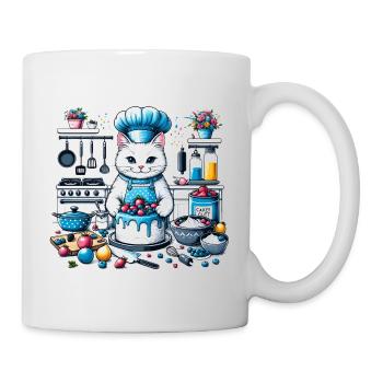 Die Katze kocht - Tasse - Weiß - Rechts