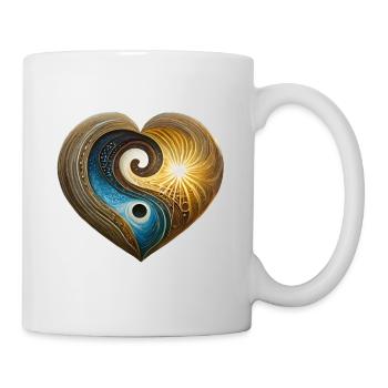 Herz Yin Yang Sonne Mond Lebensbaum - Tasse - Weiß - Rechts