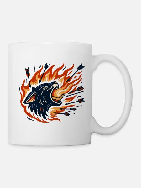 chat avec des flèches - Mug blanc - blanc