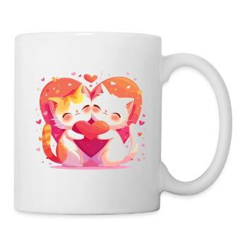 Cats, Love, Hug, Cuddle, Heart, Sweet, Cute - Mug - white - Right