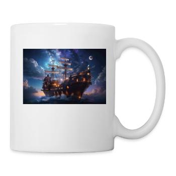 Beau voilier la nuit - Mug blanc - blanc - Droite