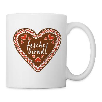 Fesches Dirndl Lebkuchenherz - Tasse - Weiß - Rechts