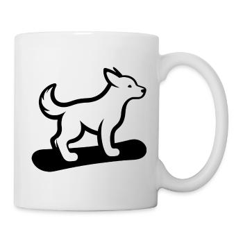 Hund Snowboard Snowboarder Minimalistisches Design - Tasse - Weiß - Rechts