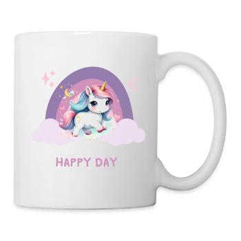 Happy day with a flying Unicorn in the rainbow - Mug - white - Right