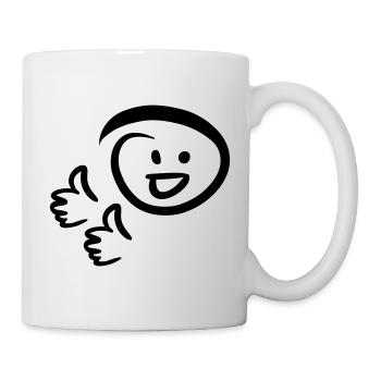 Well done! Face smiles two thumbs up. - Mug - white - Right