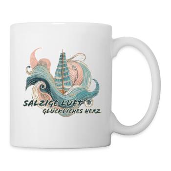 Salzige Luft, glückliches Herz - Tasse - Weiß - Rechts