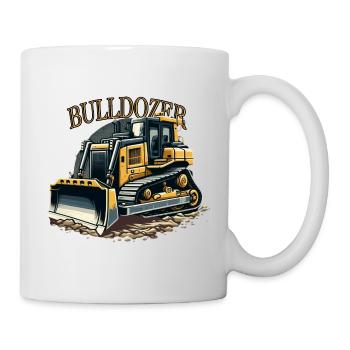 Bulldozer cool véhicules de construction sur le chantier - Mug blanc - blanc - Droite