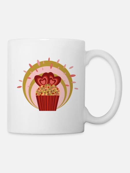 Rhabarber Kuchen Liebe mit viel Herz. - Tasse - Weiß