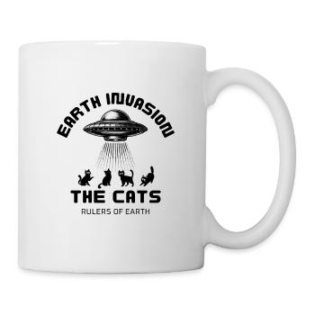Funny UFO Cat Print Earth Invasion Rulers of Earth - Mug - white - Right
