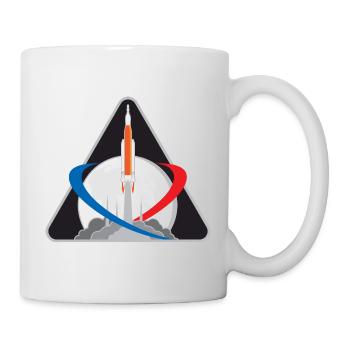 NASA Brustlogo Mit Mond Und Rakete - Tasse - Weiß - Rechts