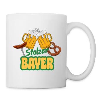 Stolzer Bayer - Bier Bretzel Bratwurst Volksfest - Tasse - Weiß - Rechts