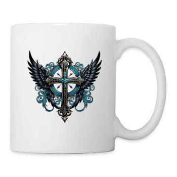 Cross adorned with wings. - Mug - white - Right