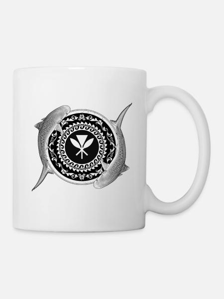 Requin tigre Kanaka Maoli - Mug blanc - blanc