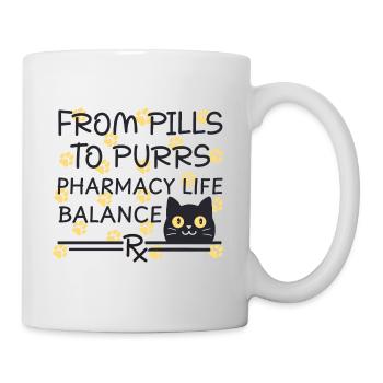 Pharmacie Chat Des Pilules Aux Ronronnements Jaune-Noir - Mug blanc - blanc - Droite