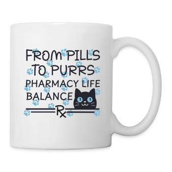 Pharmacie Chat Des Pilules aux Ronronnements bleu-noir - Mug blanc - blanc - Droite