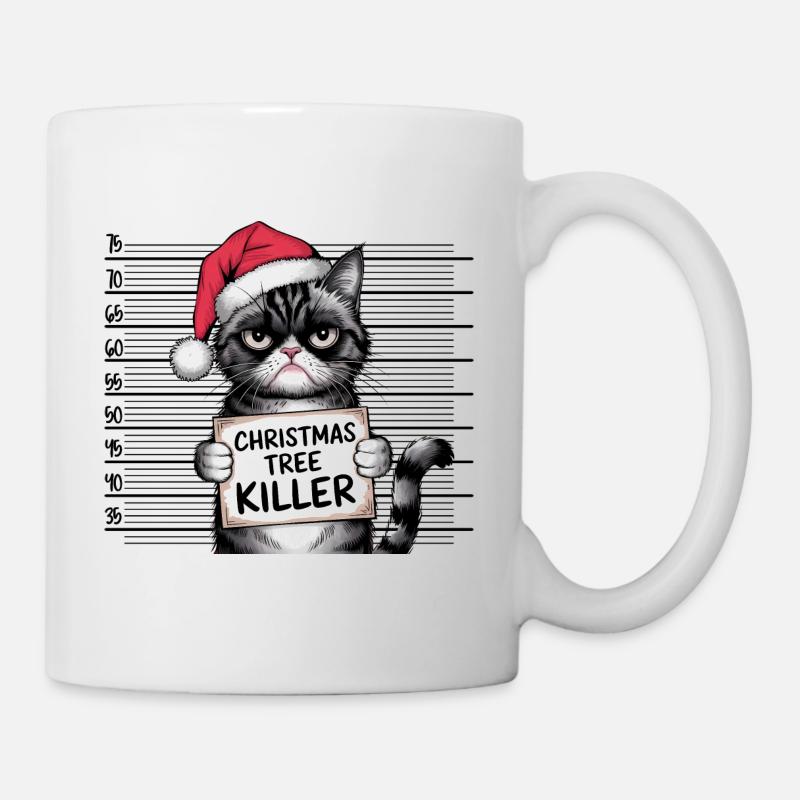 Christmas Tree Killer Katze frech Weihnachten - Tasse - Weiß