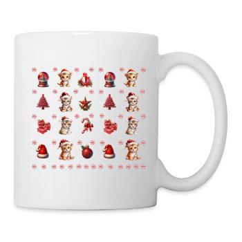 rotes süßes Tigerkätzchen weihnachtliches Motiv - Tasse - Weiß - Rechts