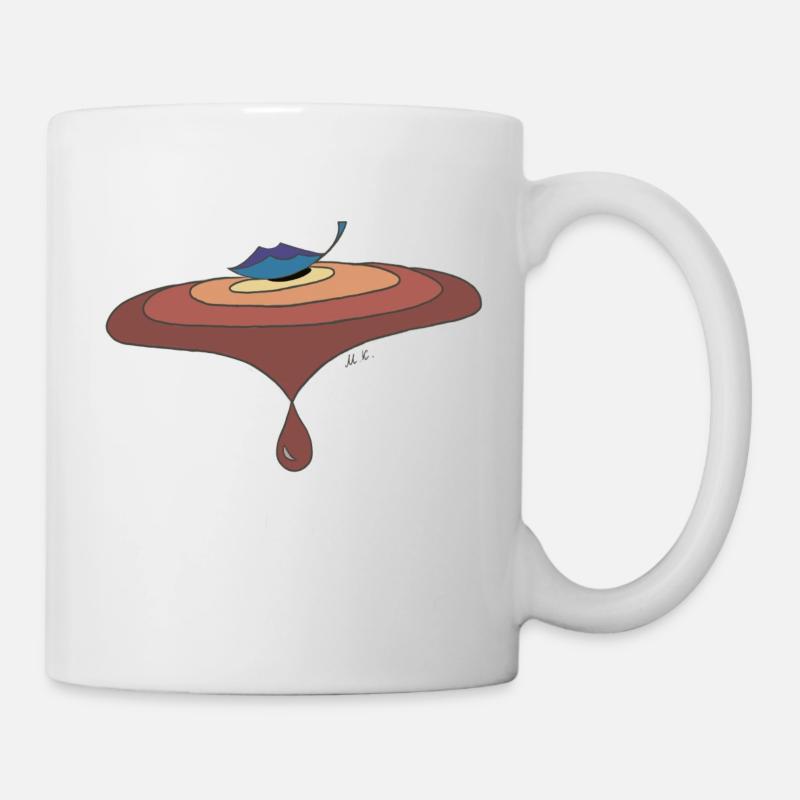 Blatt auf dem Wasser mit Tropfen - Tasse - Weiß
