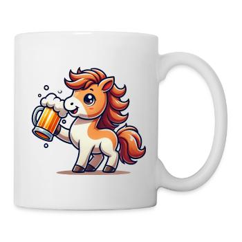Cute Pony Drinking Beer 3 - Tasse - Weiß - Rechts