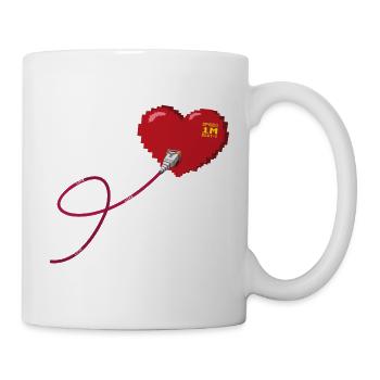 Hearts connected by ethernet Matching couple left - Mug - white - Right