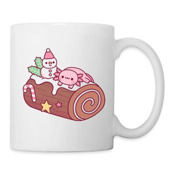 Mignon axolotl sur bonhomme de neige gâteau de bûche de Noël - Mug blanc - blanc - Droite