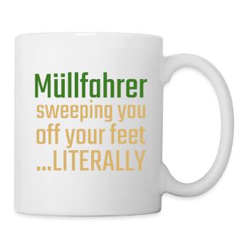 Müllfahrer Valentinstag Sweeping you - Tasse - Weiß - Rechts