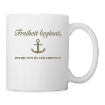 Anchor & Freedom - Maritime Slogan Motif - Mug blanc - blanc - Droite
