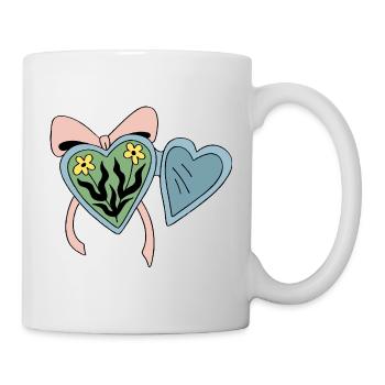 Flower medallion with heart ribbon - Mug - white - Right