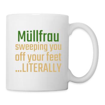 Femme poubelle qui vous balaie - Mug blanc - blanc - Droite