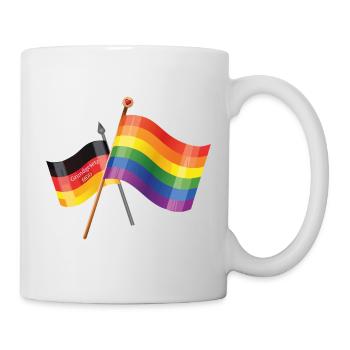 Regenbogen Deutschland Flagge - Tasse - Weiß - Rechts