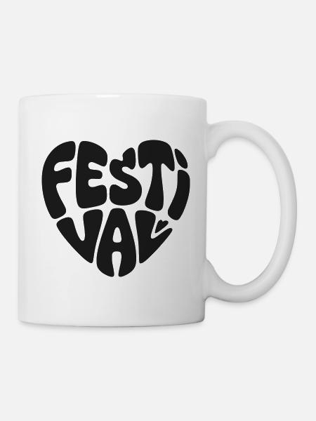 Festival Herz Form Musik Herzform Party Feiern - Tasse - Weiß