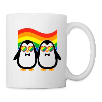 Liebe ist Liebe – Pinguine und LGBTQ+ Flagge - Tasse - Weiß - Rechts