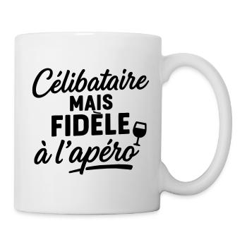Célibataire Mais Fidèle à l’Apéro Humour - Mug blanc - blanc - Droite
