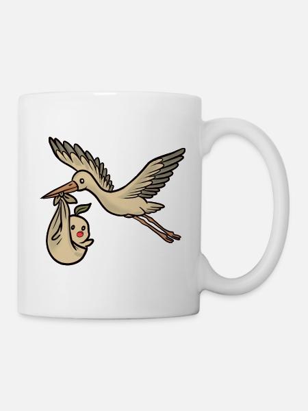 Cigogne et bébé - Mug blanc - blanc