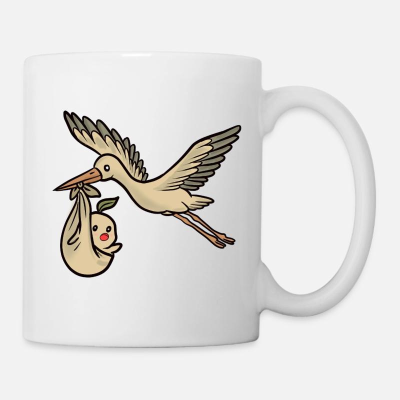 Cigogne et bébé - Mug blanc - blanc