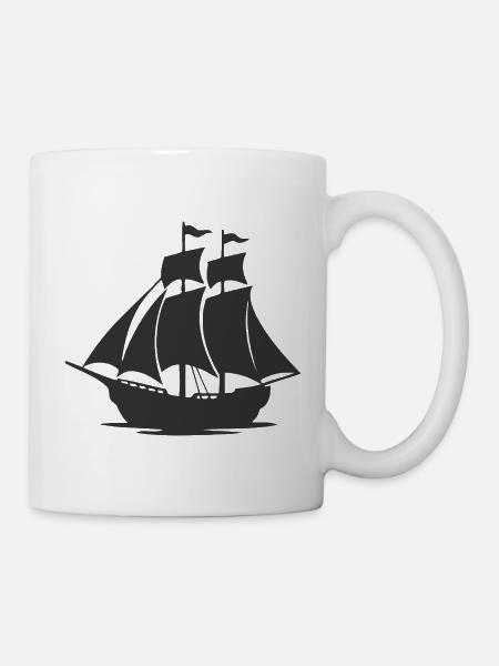 Mysteriöse Silhouette eines Segelschiffs - Tasse - Weiß