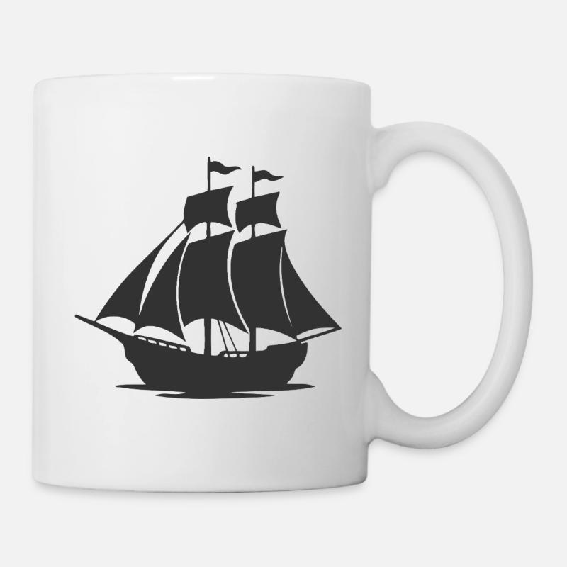 Mysteriöse Silhouette eines Segelschiffs - Tasse - Weiß