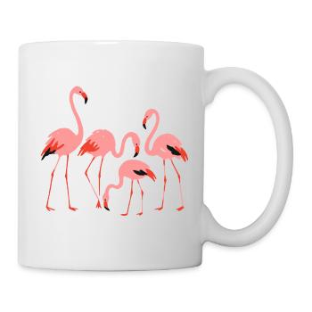 Vivid Flamingo Meadow Illustration - Mug - white - Right