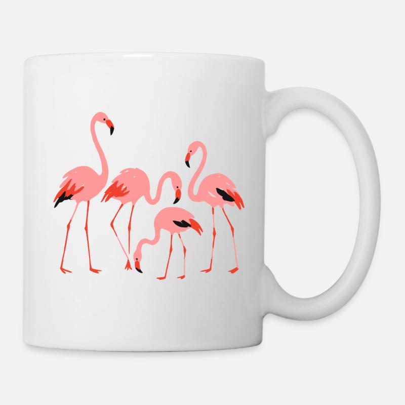 Lebendige Flamingowiese Illustration - Tasse - Weiß