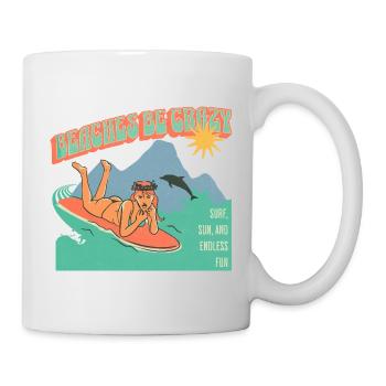 Funny Beaches Be Crazy Retro Summer Motif - Mug - white - Right