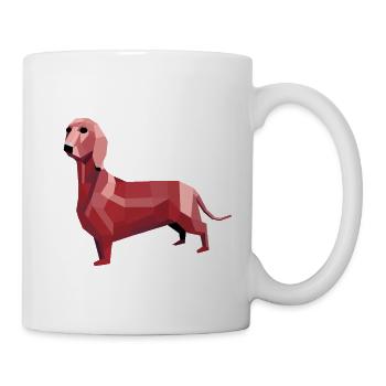 Dachshund low poly red - Mug - white - Right
