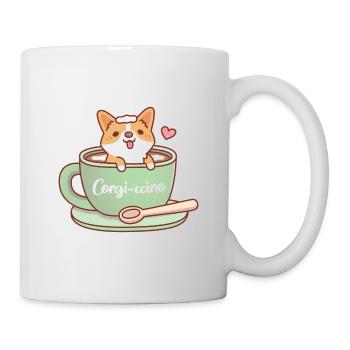 Corgi mignon dans une tasse à café Corgi-ccino drôle - Mug blanc - blanc - Droite