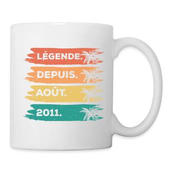 Août 2011 - 14 Ans Anniversaire Cadeau Vintage 201 - Mug blanc - blanc - Droite