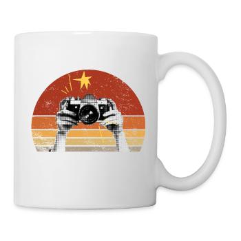 Vintage Retro Photographer Setting Sun - Mug - white - Right