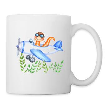 Un pilote de ver de terre sauve le monde - Mug blanc - blanc - Droite